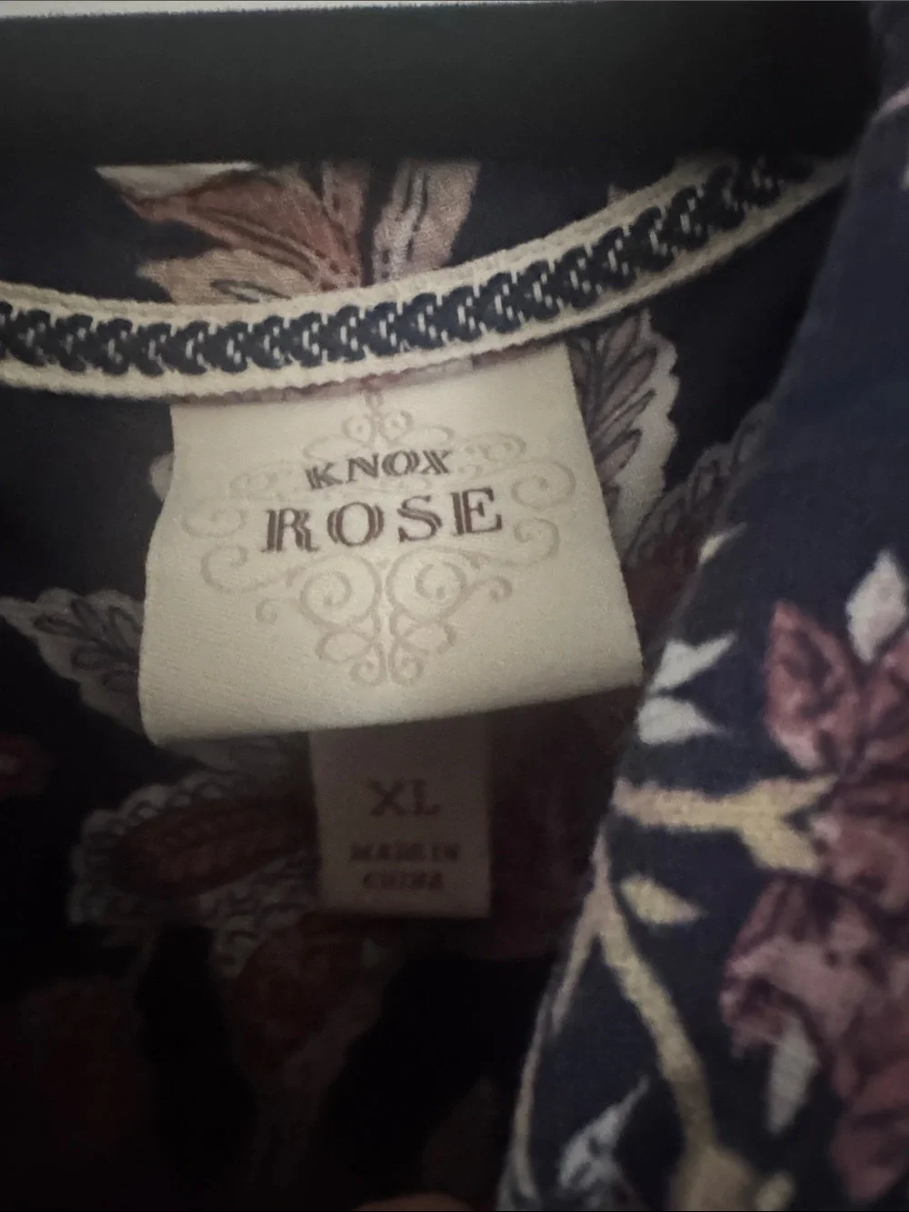 Knox Rose Black Floral Pintuck Peasant Blouse